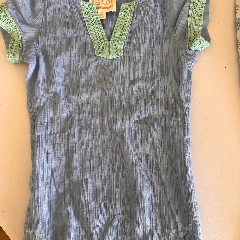 Sail to Sable Blue and Green Kids Swim Coverup